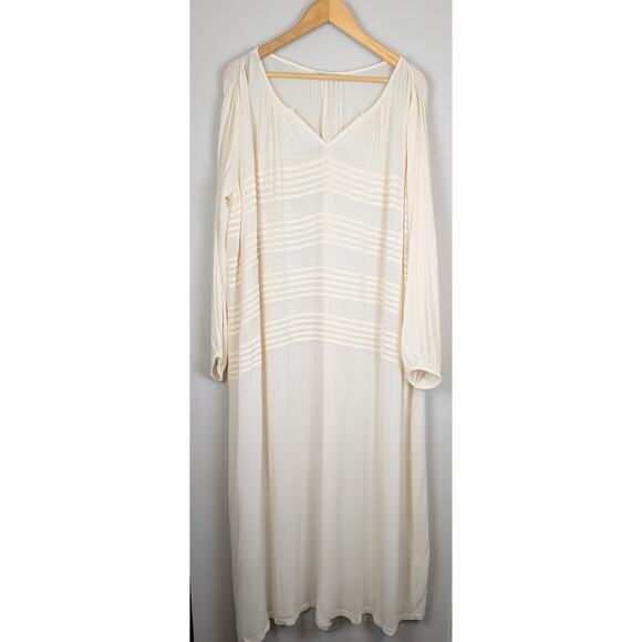 Mes Demoiselles Paris Silk Sheer Stripe Paneled Nightgown Douceur Ivory 42 - Picture 1 of 12
